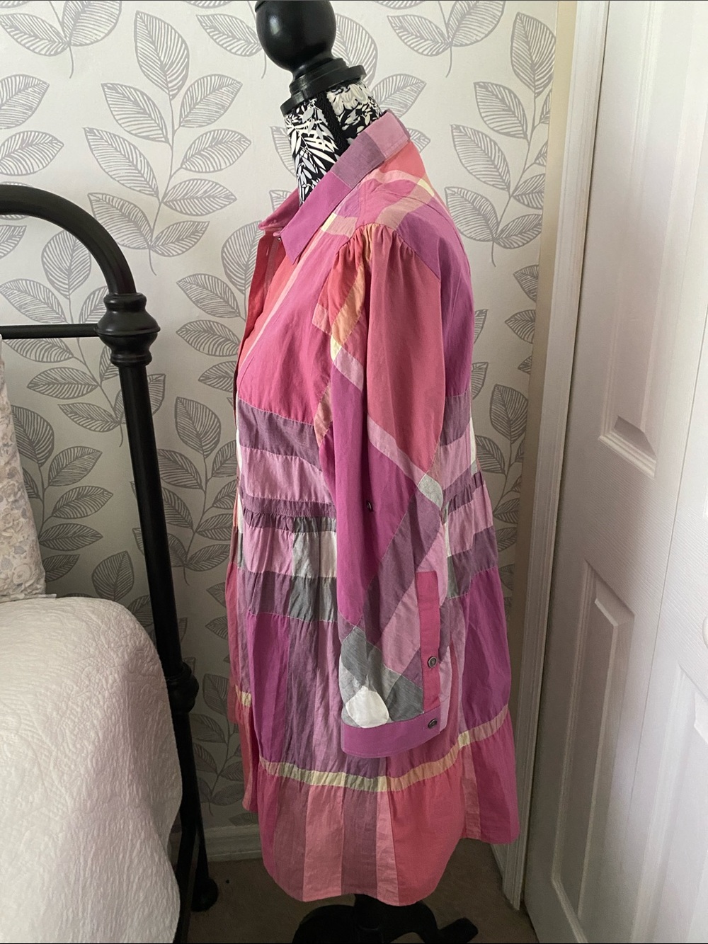 Burberry Brit Pink Nova Check Cotton Button Front Tunic Size XL - Picture 2 of 10